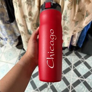 Vibrant Red Chicago Travel Bottle